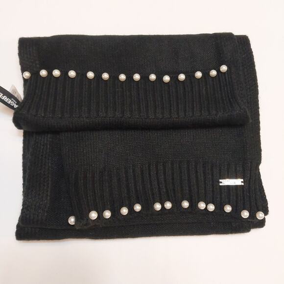 Karl Lagerfeld Paris Black Pearl Bead Winter Scarf Warm - Picture 5 of 5